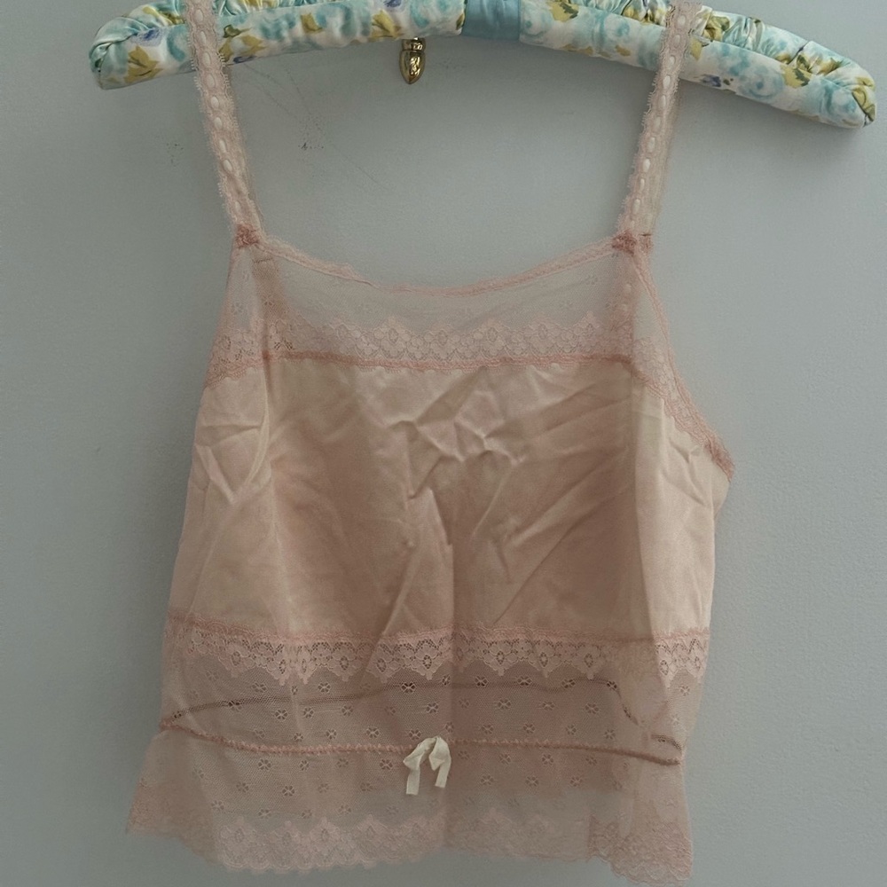 Vintage Pink Lace & Satin Camisole Tank top